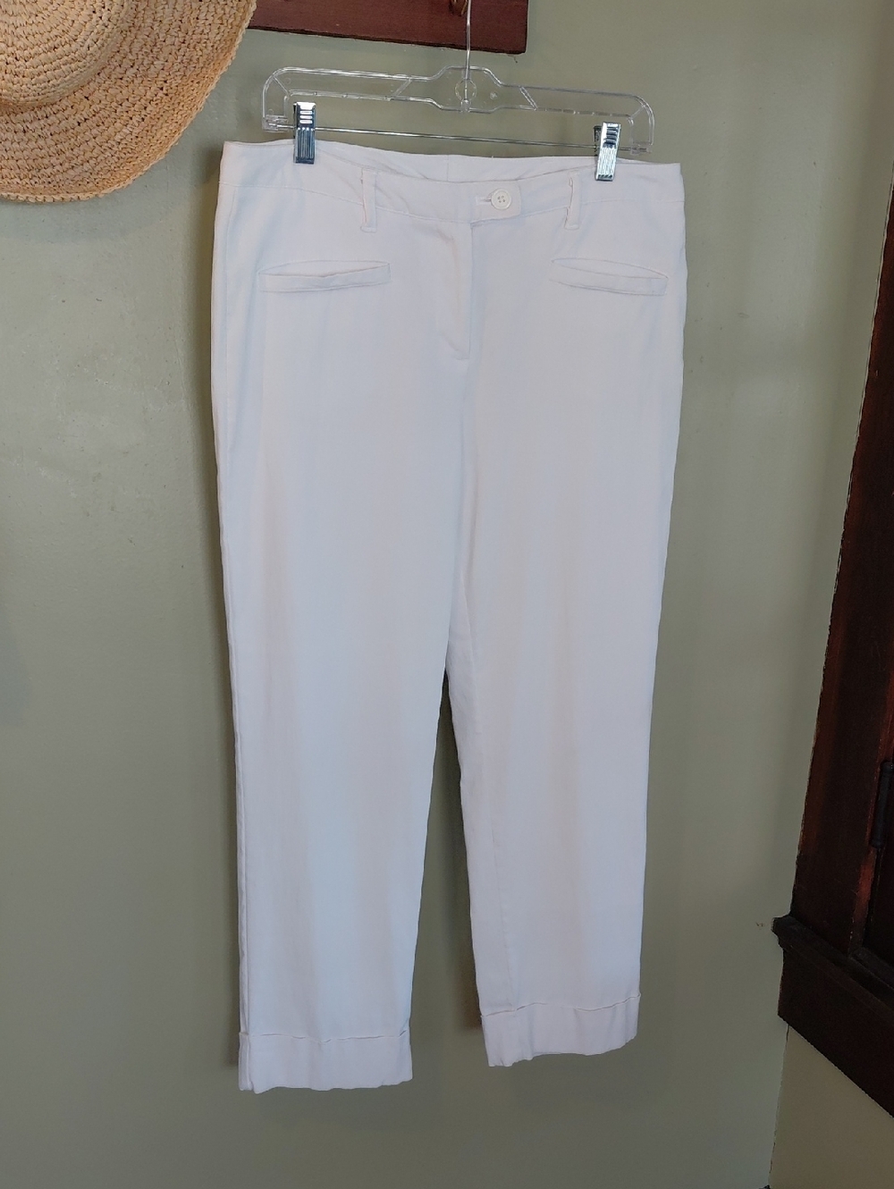 Worthington Cream Cropped Straight-Leg Pants